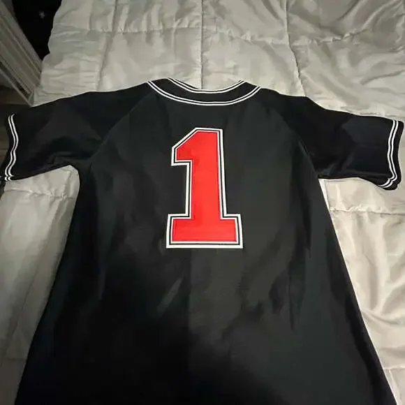 Vintage True Fan Boston Red Sox Black and Red Fashion Baseball Jersey - Picture 3 of 3